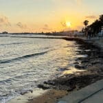 Sunset over the Mediterranean coastline near Paphos, Cyprus