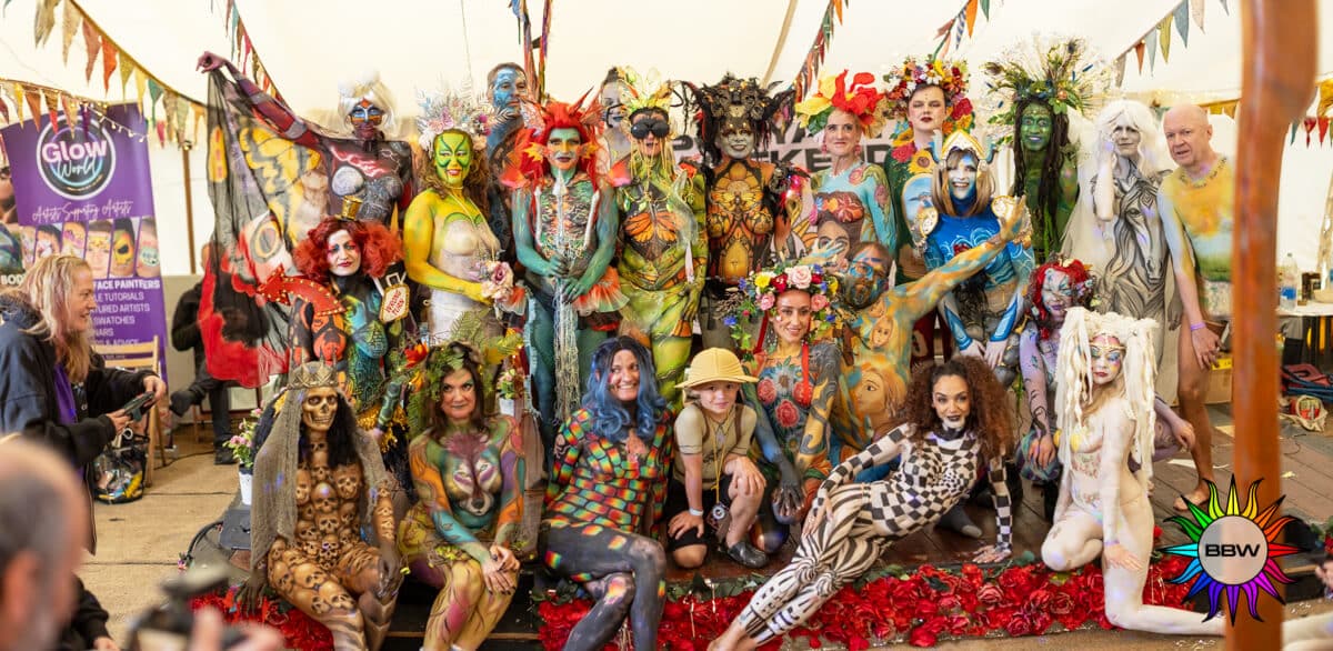 Bath Bodyart group photo from the bodypainting festival in the UK
